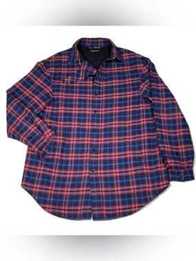 Balenciaga Navy Plaid Button-Up Shacket Shirt Jacket Men’s Size 37 L/XL Lined